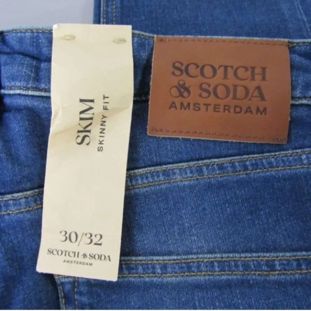 Scotch & Soda Men's US 30 x 32 Skim‎ Slim Denim Jeans 0543 Medium Blue NWT - Picture 10 of 11